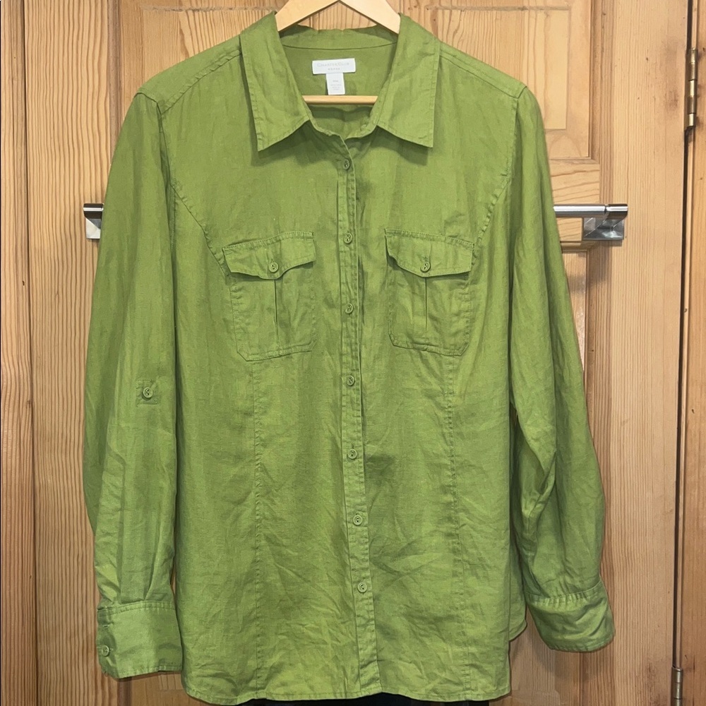 Charter Club Woman’s  Green Linen  Shirt Sz 18W